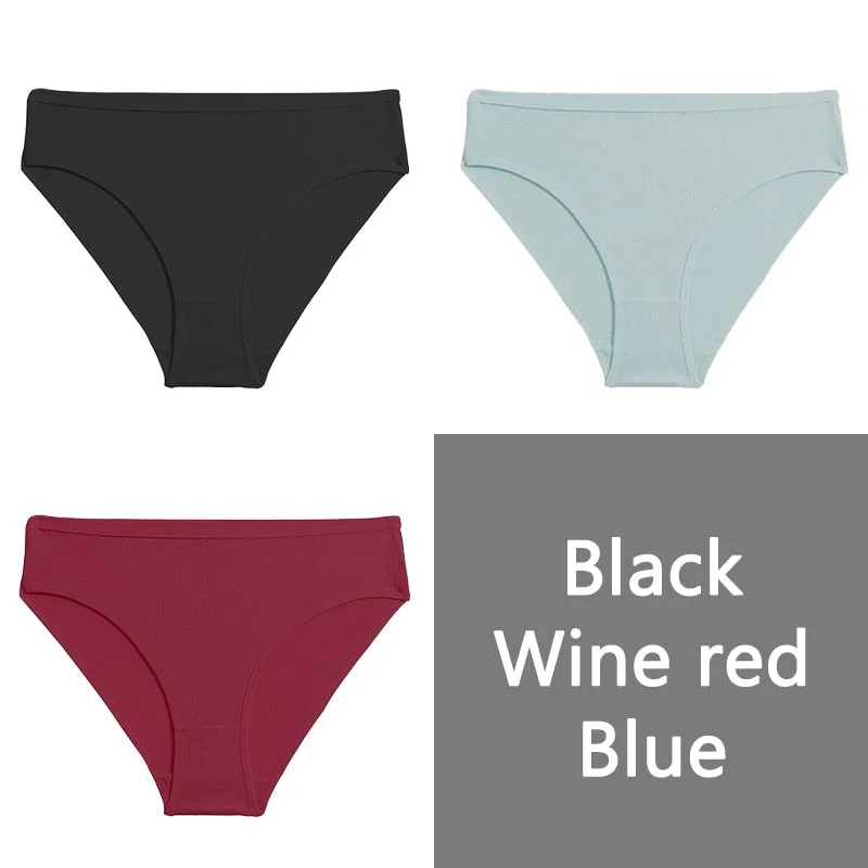 FINETOO S-XL Cotton Panties Women Low-rise Briefs Underpants Ladies Comfortable Underwear Fashion Jacquard Panty Lingerie 3Pcs