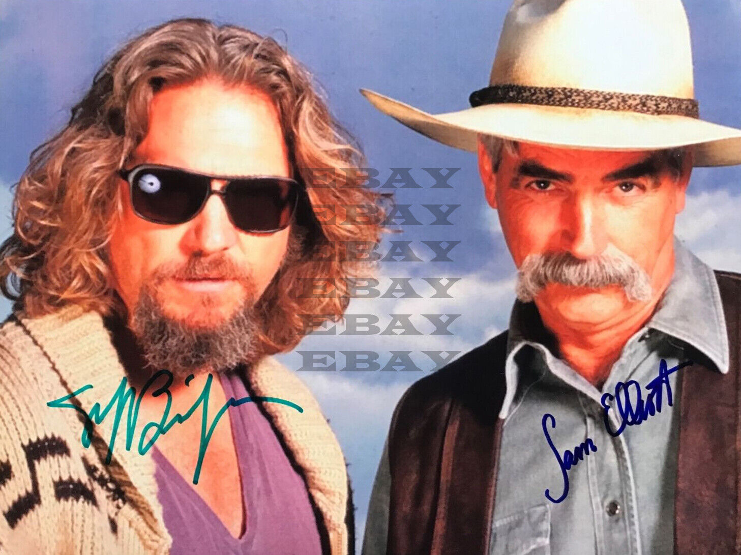 Jeff Bridges & Sam Elloitt Autographed Signed 8x10 Photo Poster painting Rep