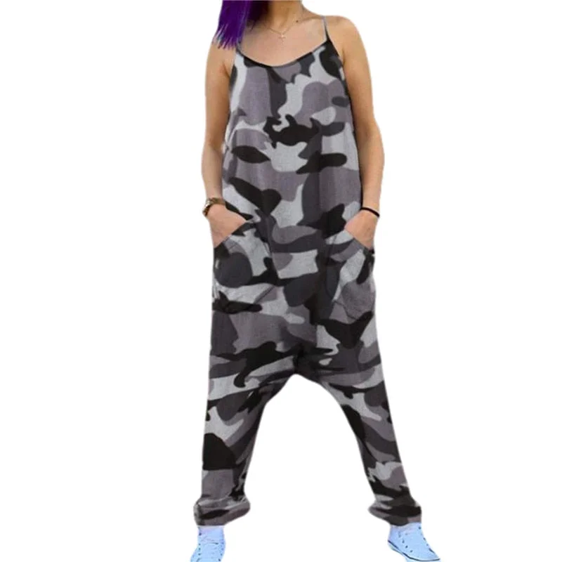 hirigin Summer Women's Sleeveless Camouflage Casual Beach Holiday Jumpsuits O-neck Home Streetwear Rompers Plus Size S-3XL