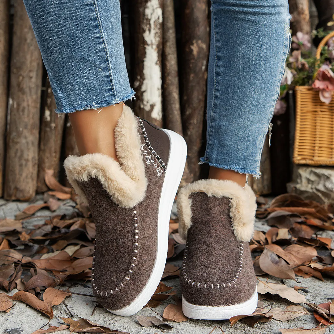Breakj Breakj New Winter Women's Cotton Shoes Plus Plus Thick Hair Side Warm Cotton Shoes Women's Shoes