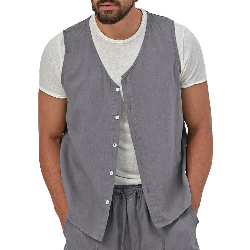 wearshes Men's Vintage Japanese Button Down Casual Vest