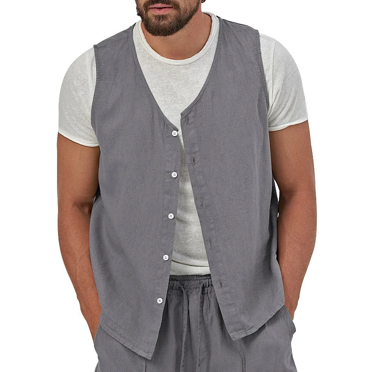 Men's Vintage Japanese Button Down Casual Vest