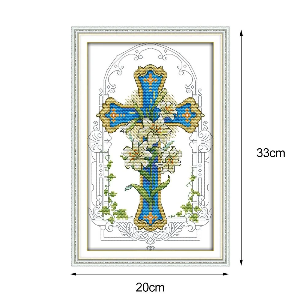 14ct Stamped Cross Stitch - Cross Flower (33*20cm)