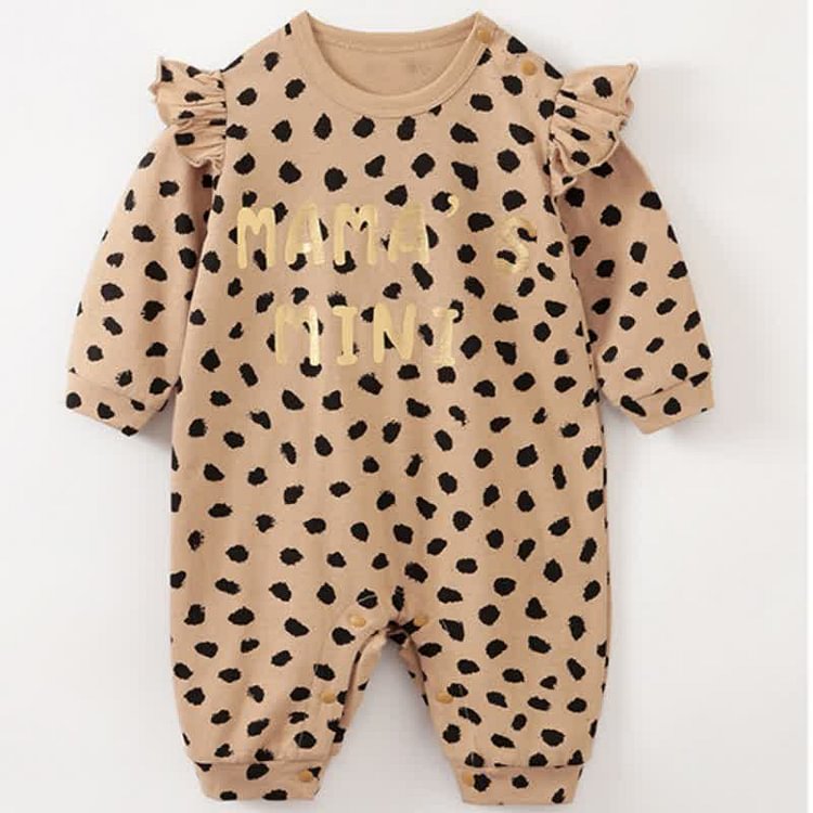 MAMA'S MINI Baby Ruffled Leopard Romper