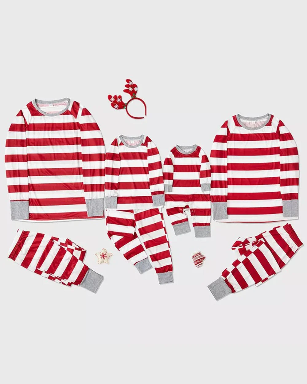 Red White plaid print Christmas family pajamas