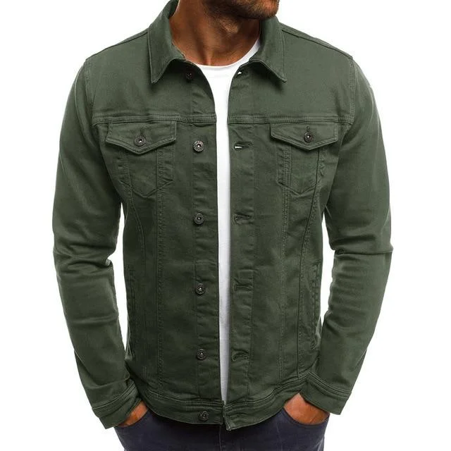 Men's Pure Color Casual Fit Jacket Long Sleeve Bomber Jacket Male Outwear Overcoat Slim Coat