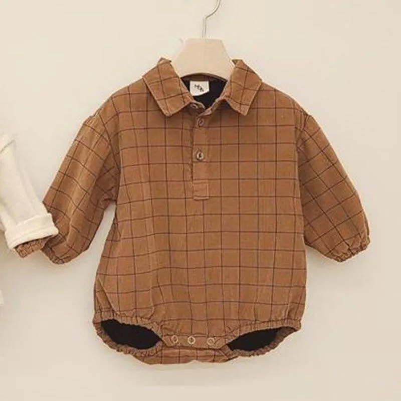 0-2Yrs Baby Boy Girl Lotus Leaf Collar Grid Romper Spring Baby Long-sleeve Fashion Infant Cotton Clothes Baby Boy Girl Rompers