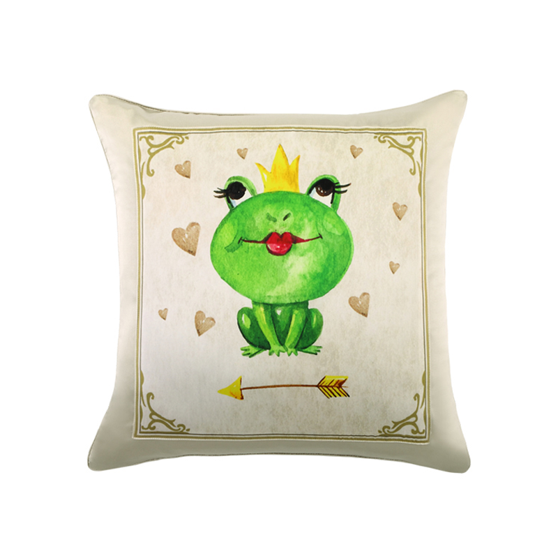Little Frog Printed Decorative Silk Pillowcase Details