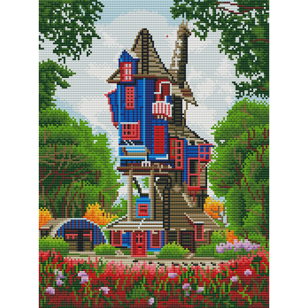 

Forest House - 11CT Stamped Cross Stitch - 36*46CM, 501 Original