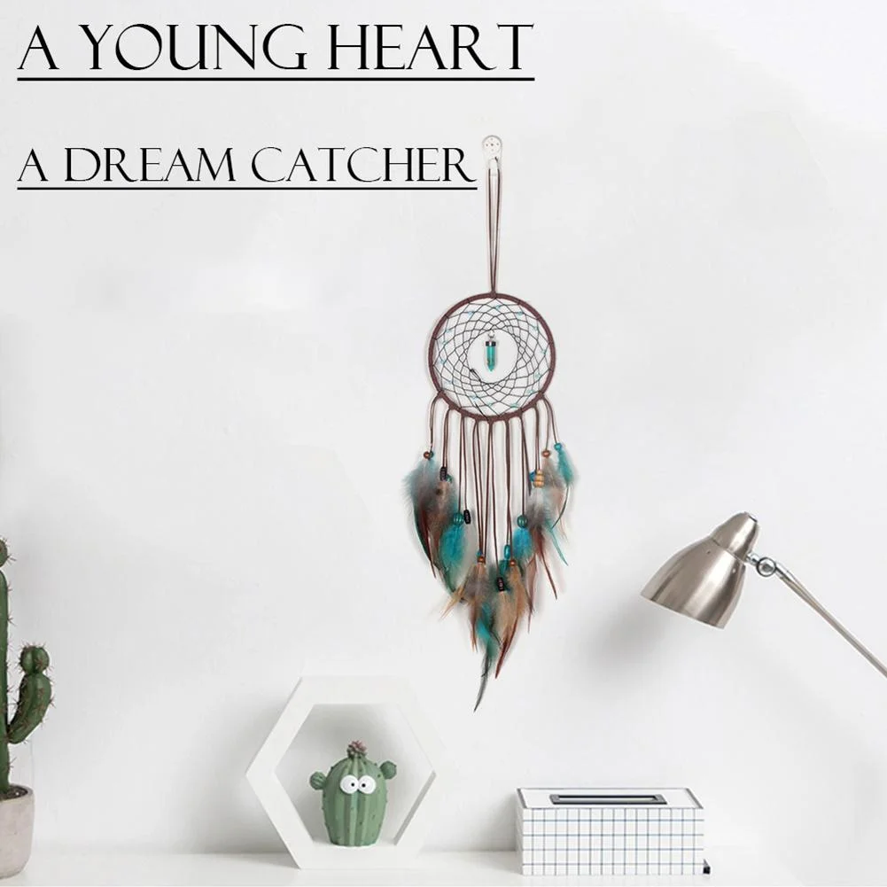 Handmade Dream Catcher LED Light Feathers Wall Hanging Dreamcatcher Decor