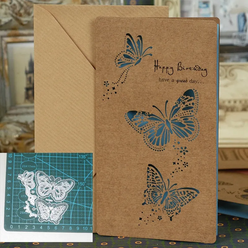 3pcs/set Butterfly Frame Metal Steel Cutting Dies DIY Scrapbooking Photo Album Embossing Paper Cards