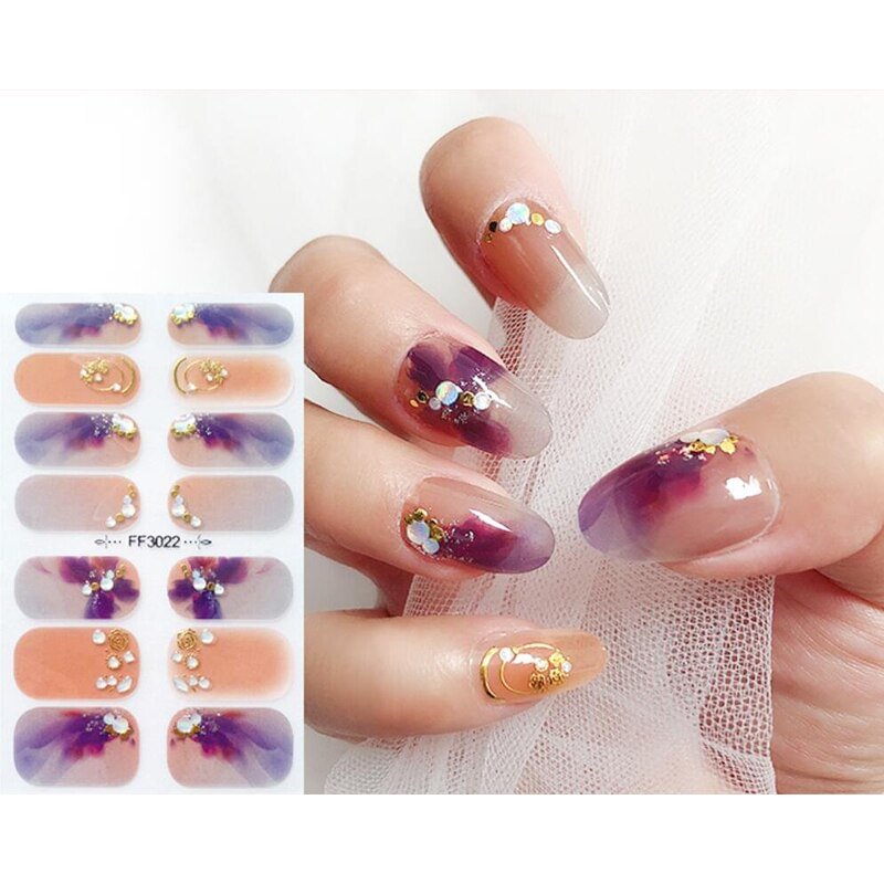 Watercolor Style Creative Manicure Decoration Nail Tape Full Beauty Nail Art Stickers Designer Nail Decals Nail Decoration