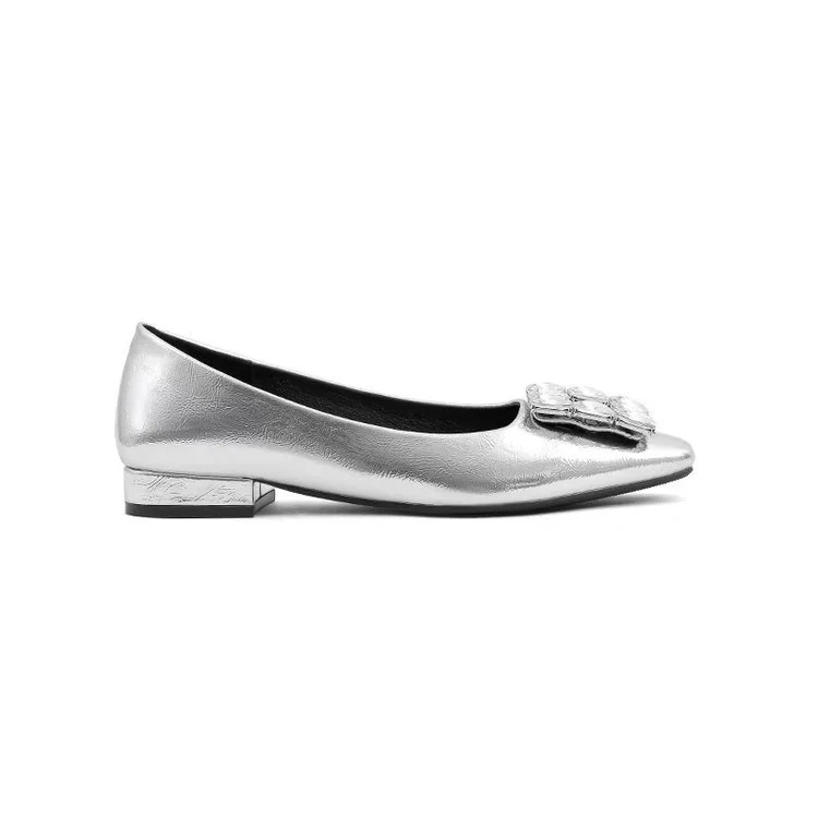 Wongn Wongn 2023 New Korean Version Of The Diamond Square Buckle Shallow Women's Shoes Flat Single Shoes Women's Shoes