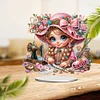 (US Only)2D Flat Print Sewing Machine Girl DIY Double-Sided Desktop Diamond Art Kits