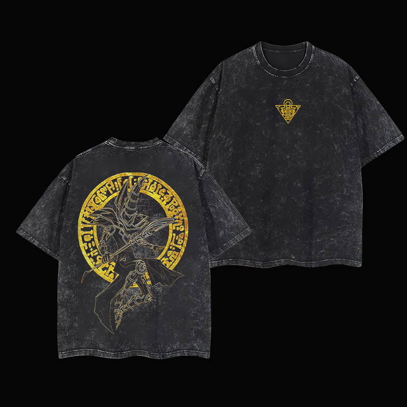 Dark Magician-YU-G1-0H! Printed Oversize Washed T-Shirt