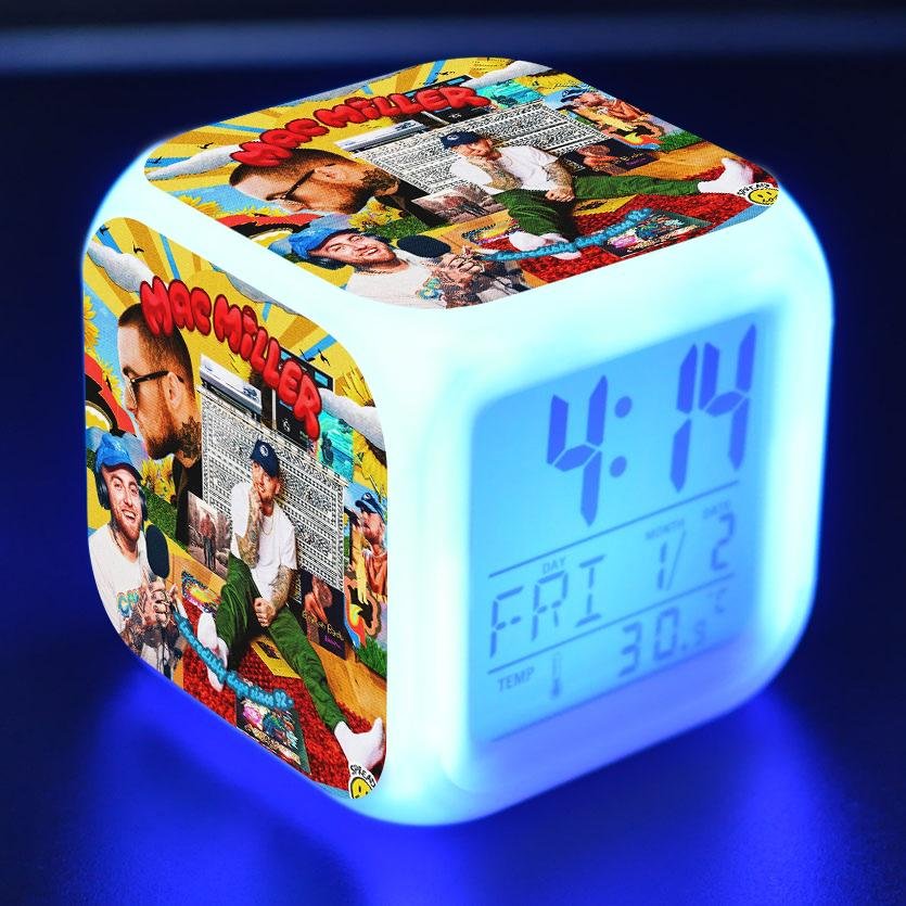 Mac Miller Digital Alarm Clock 7 Color Changing Night Light Touch Control for Kids