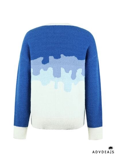 Color Block Dropped Shoulder Sweater