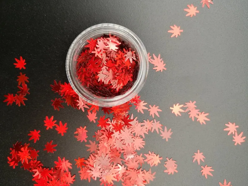 Gold Silver Glitter Nail Foil Sticker Adhesive Transfer Paillette Flake Full Cover Weed Leaf Decal Decor Decoration Manicure