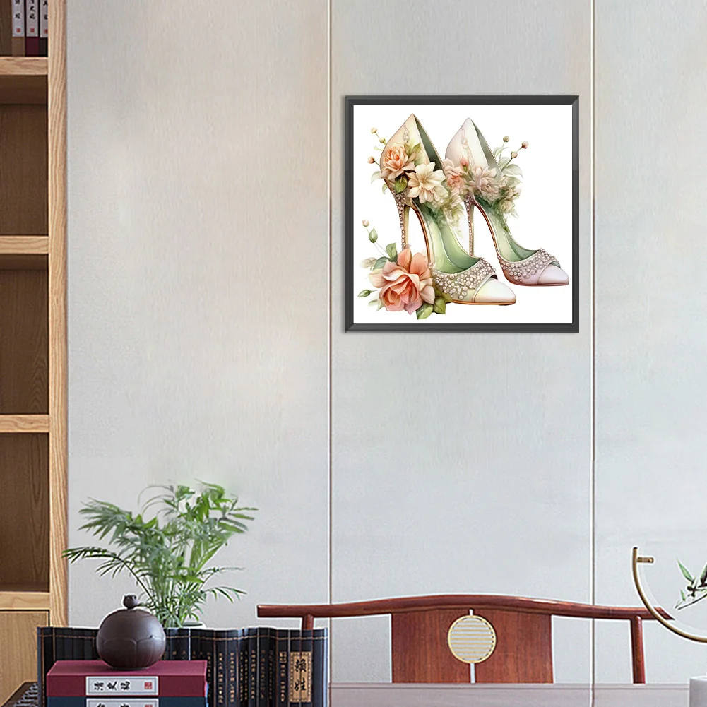 Full Round Diamond Painting 30*30cm - Flower High Heels