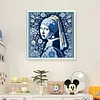 Blue And White Porcelain-Pearl Earring Girl-14CT Stamped Cross Stitch 40*40cm/15.75*15.75in