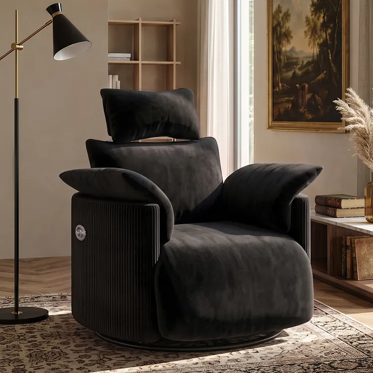 Bestier Powered Recliner Chair with Adjustable Headrest & Power Footrest, 270&deg; Swivel Rocker Chair in Luxurious Velvet, Modern Glider Rocking Chair for Living Room Small Space
