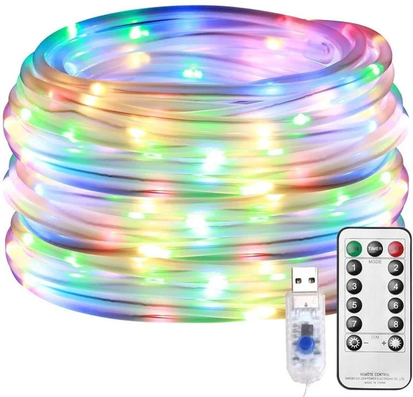 100LED Rope Lights Outdoor, Multi Colored Indoor String Lights with Remote, 8 Modes, Waterproof, 33ft 100LED 50LED USB Powered Fairy Lights for Bedroom, Garden, Patio, Kids Room, Deck, Christmas Decoration