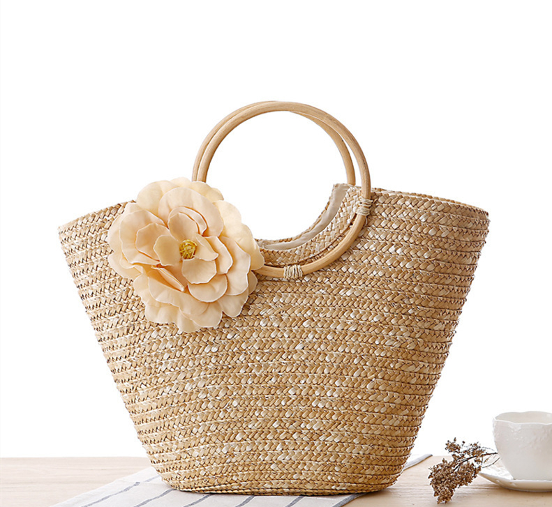 Mature Women Fashion Straw Bag Beach Bag Handbag