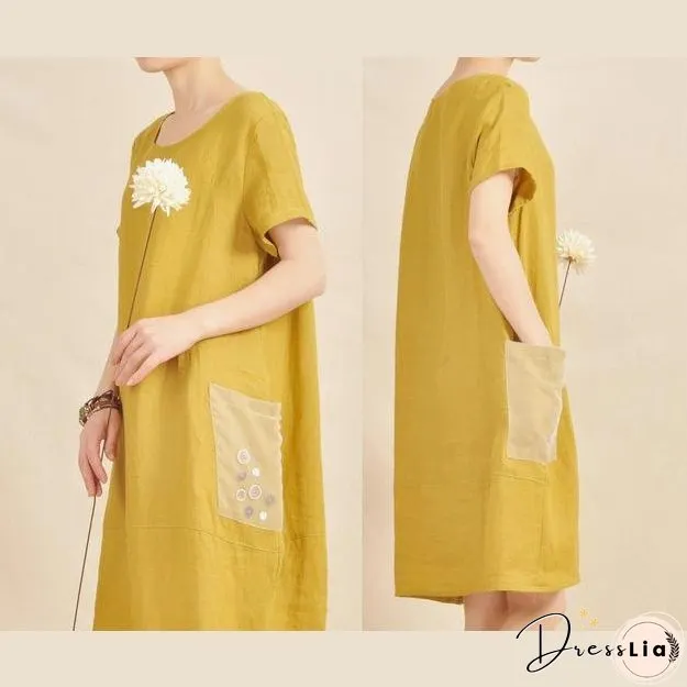Yellow linen shift dress orginal summer dresses