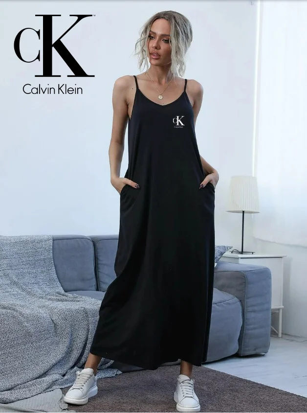 CALVIN KLEIN DAMSKA LETNIA SUKIENKA W JEDNOLITYM KOLORZE, Z PROSTYM, SPAGHETTI PASKIEM