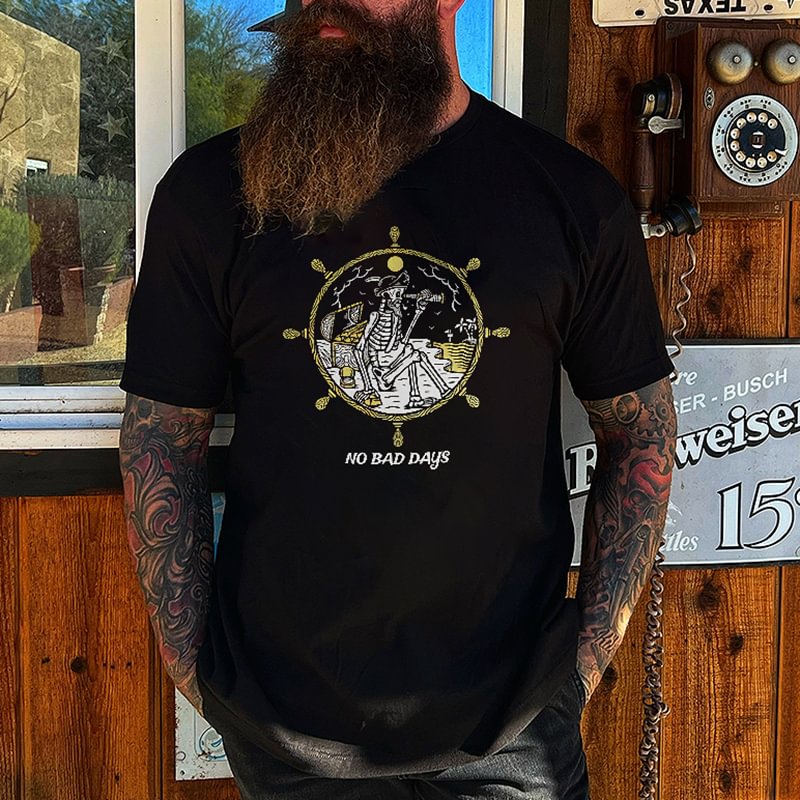 Livereid No Bad Days Skull Printed Men's T-shirt - Livereid