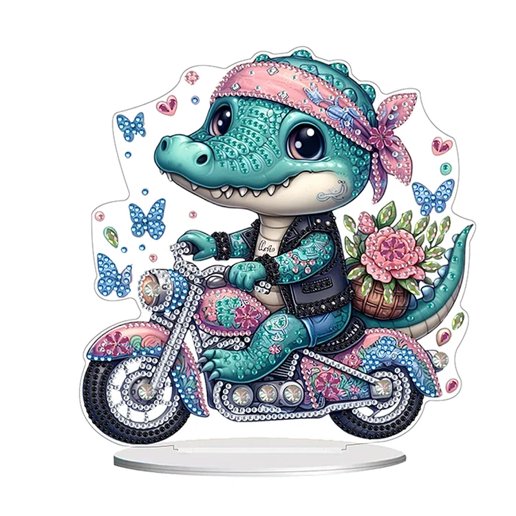 【Ornament】Acrylic Motorcycle Crocodile Diamond Painting Desktop Decorations for Beginner gbfke