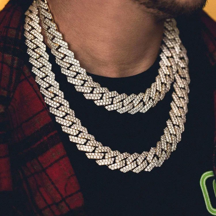 13MM Iced Out Cuban Chain Rhinestone Necklace Jewelry For Men-VESSFUL