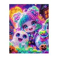 Neon Halloween Ghost Girl - Pearls Painting