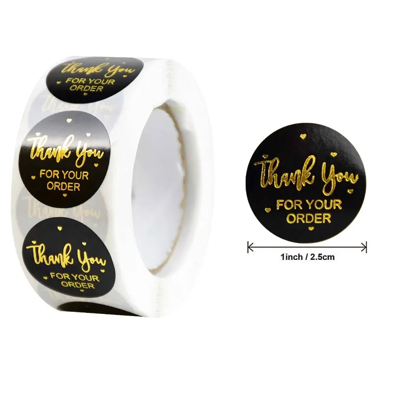 500pcs 1inch Thank You Stickers Round Seal Label Stationery Stickers Wedding Birthday Party Decoration Handmade Christmas Gifts