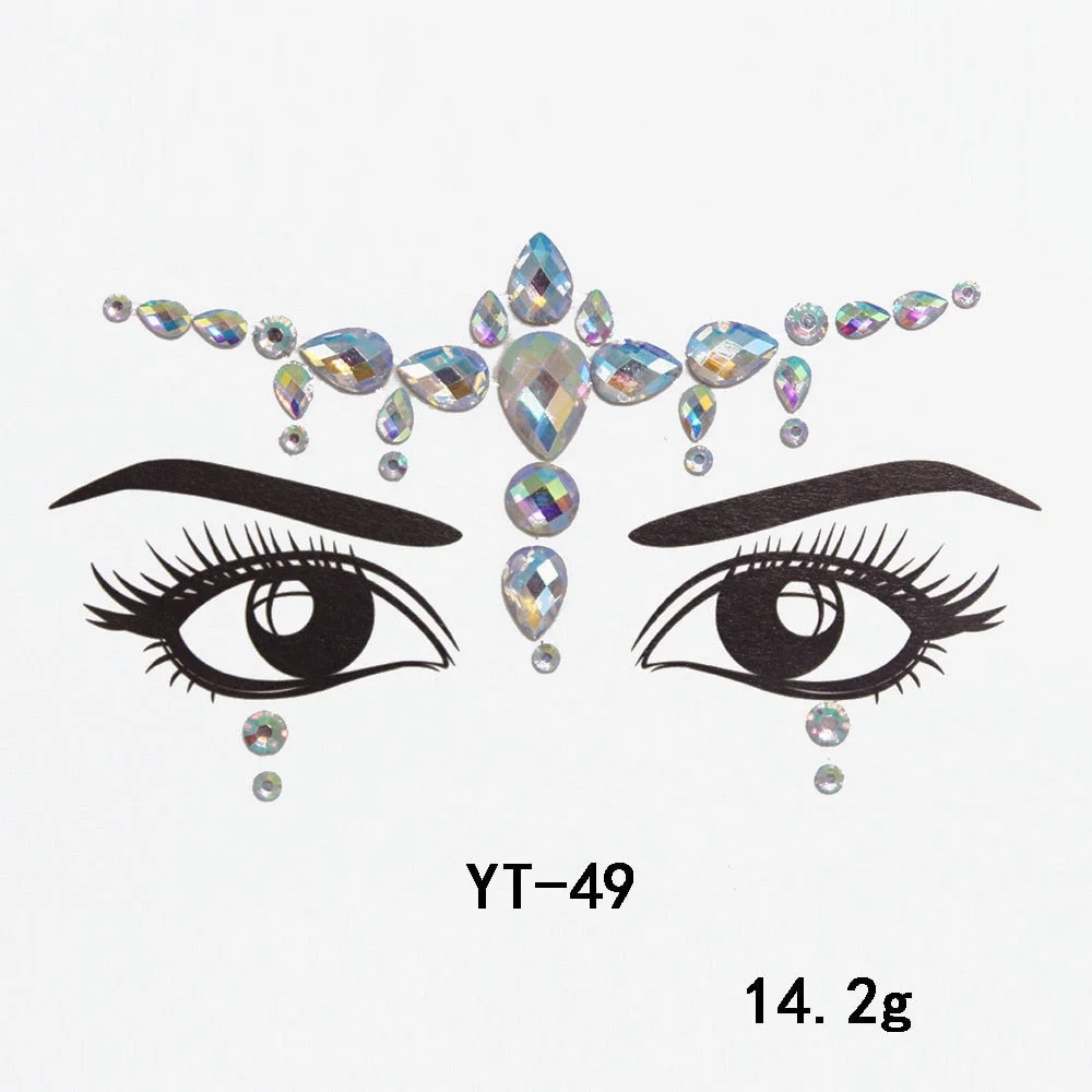 Sexy Style Rhinestone Acrylic Self-adhesive Jewelry Face Creative Tattoo Body Art Jewelry Masquerade Eyes Beauty Makeup Sticker