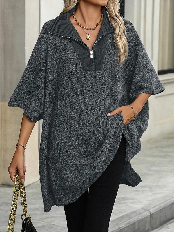 Casual Solid Split Joint Buckle Tops Sweater