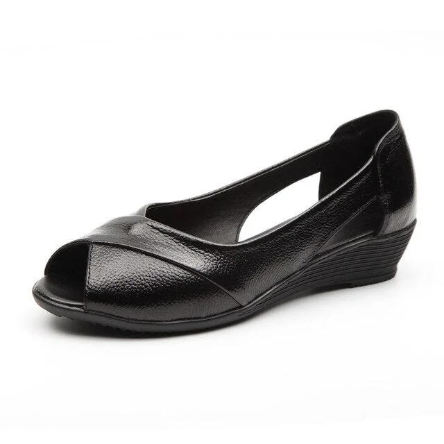 GKTINOO Summer Women Shoes Woman Fashion Genuine Leather Open Toe Sandals Ladies Casual Platform Wedges Plus Size Sandals