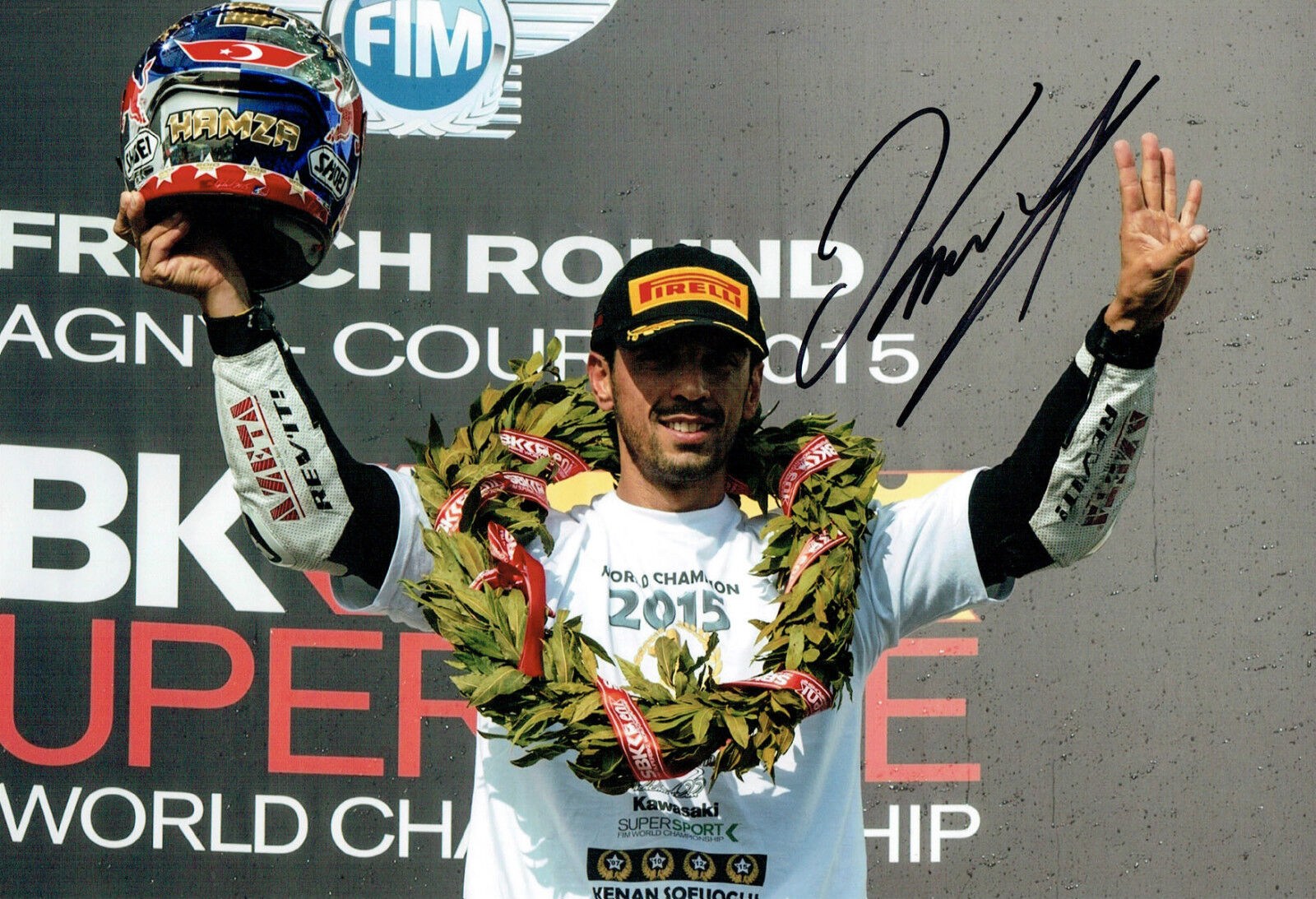 Kenan SOFUOGLU SIGNED WSBK Supersport Rider Autograph 12x8 Photo Poster painting A AFTAL COA