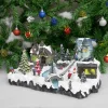 New Christmas Glowing Music Snow Scene House Window Home Christmas Ornaments Decorations