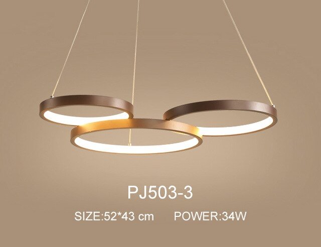 Nordic Brown LED Pendant Lights Dimmable Stitching Ring Hanging Light For Diving Room Bedroom Kitchen Cafe Bar Lampa Wiszaca Led