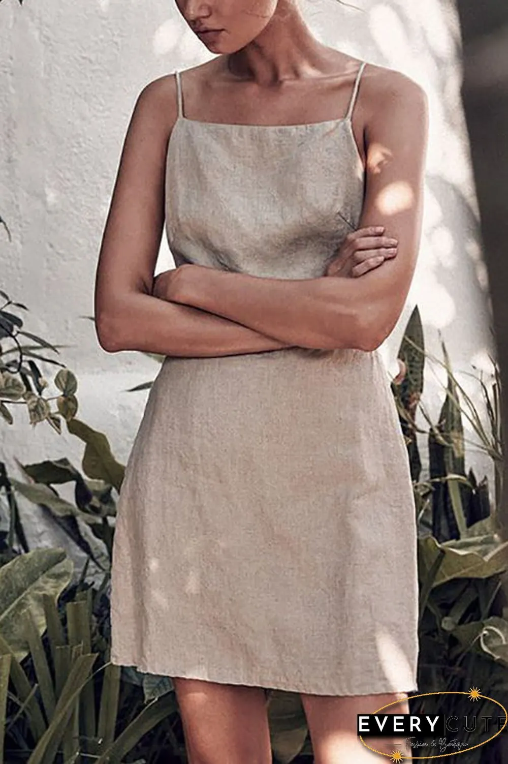 Minimalism Linen Slip Mini Dress