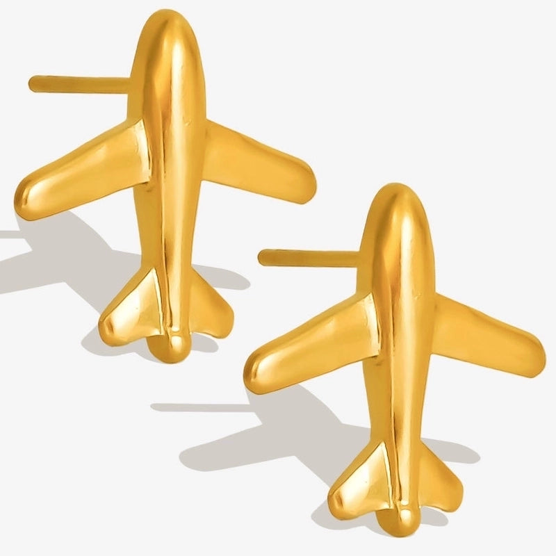 1 Pair Casual Minimalist Streetwear Airplane Irregular Plating 304 Stainless Steel Ear Studs