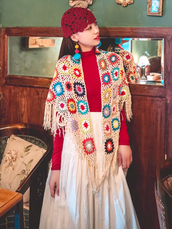 Vacation Loose Patchwork Shawl&Cloak