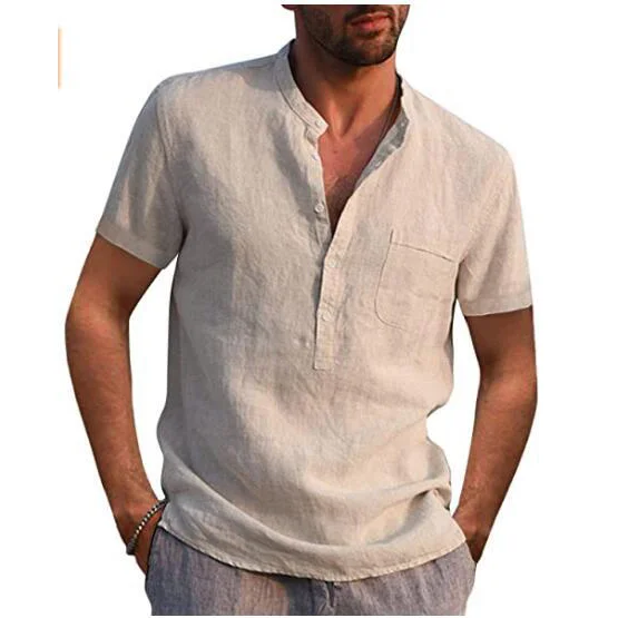 Men's Solid Color Casual Short Sleeve Shirt-inspireuse