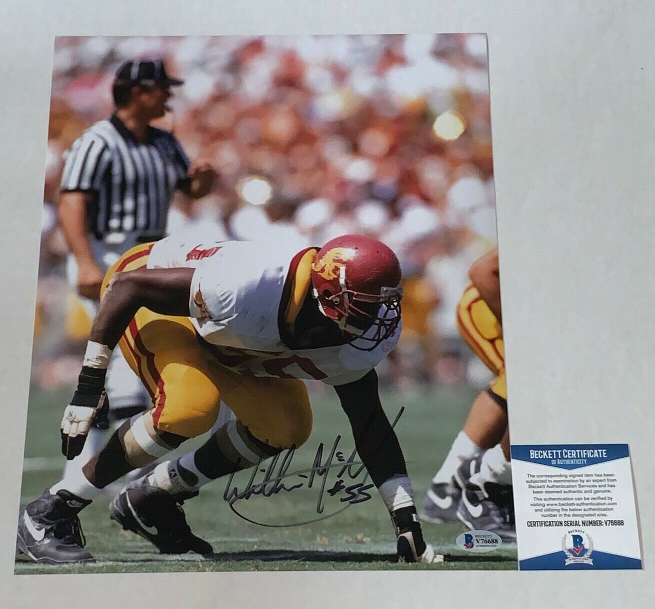 Willie McGinest New England Patriots signed USC Trojans 11x14 Photo Poster painting BAS Beckett