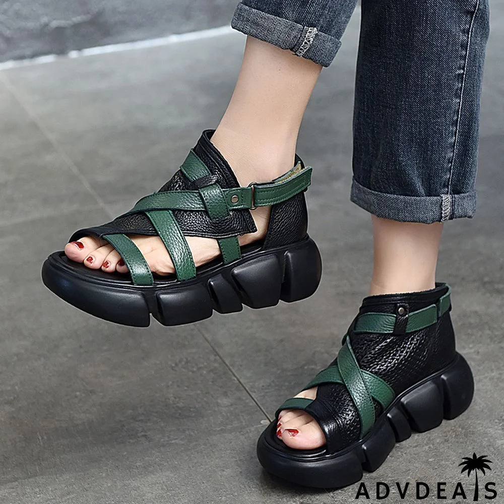 Velcro pure leather summer orthopedic sandals