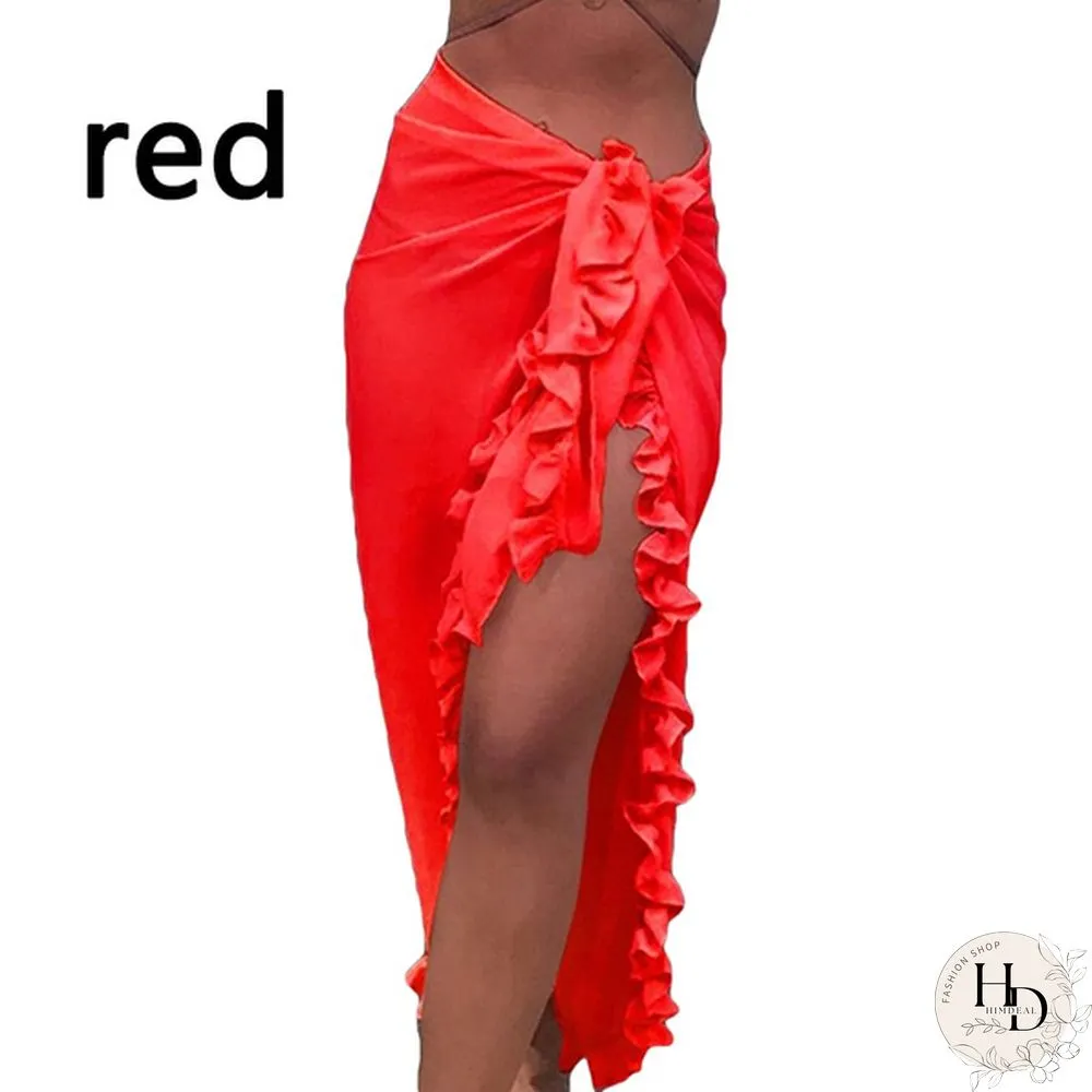 Women Fashion Summer Beach Ruffles Bikini Cover Up Chiffon Wrap Skirts