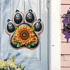 DIY Diamond Painting Double Sided Effect Stained Glass Panel Decorative Home Garden Decoration Hanging Kit(Flower Paw)