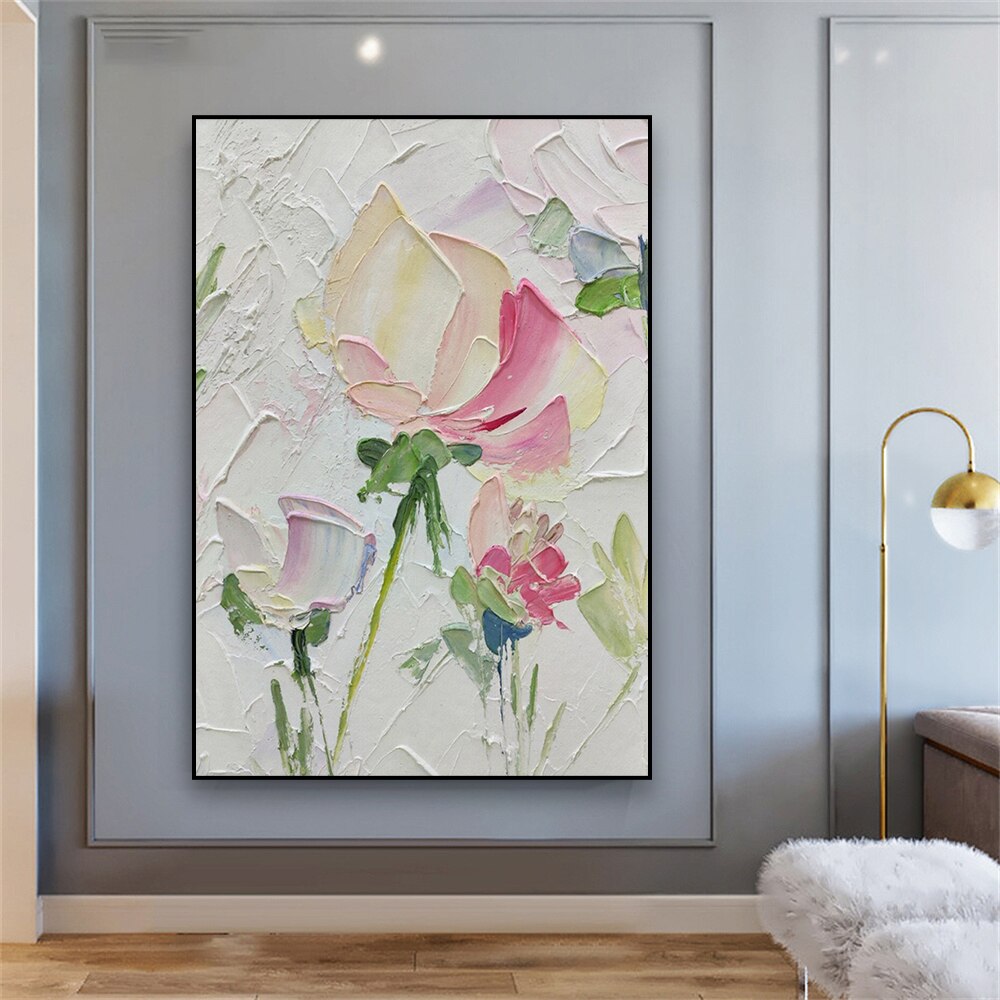 Modern Floral Canvas Prints Abstract Beige Flower Poster Landscape Oil Painting Canvas Painting Office Living Room Home Decor