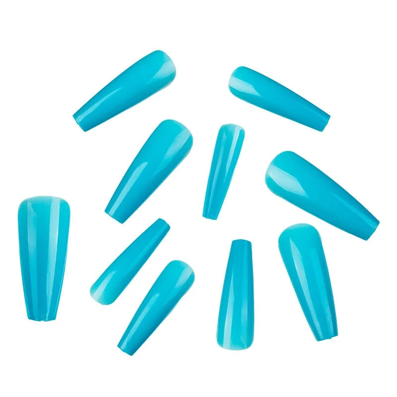 100 Pieces Long Press Fake Nails Full Acrylic Pressed Fake Nail Cover Reusable Full Coverage Nail Tips Manicure Tool CL05